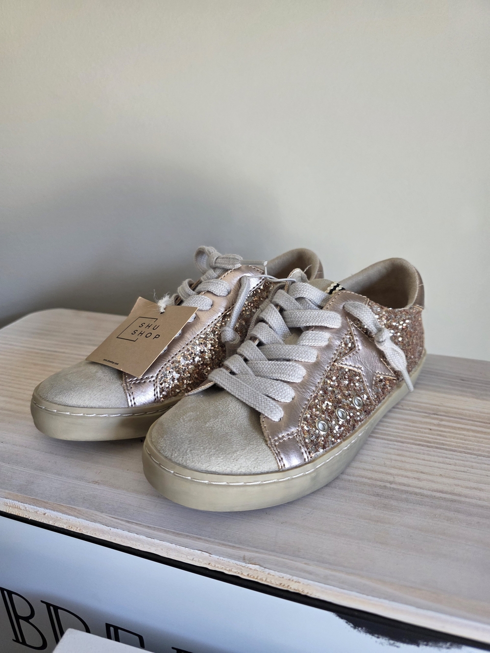 SHU SHOP Rose Gold Glitter Paula mini Sneakers